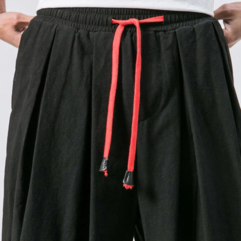 Pantaloni sportivi casual da uomo Buddha Stones in cotone tinta unita con coulisse e tasche - Image 12