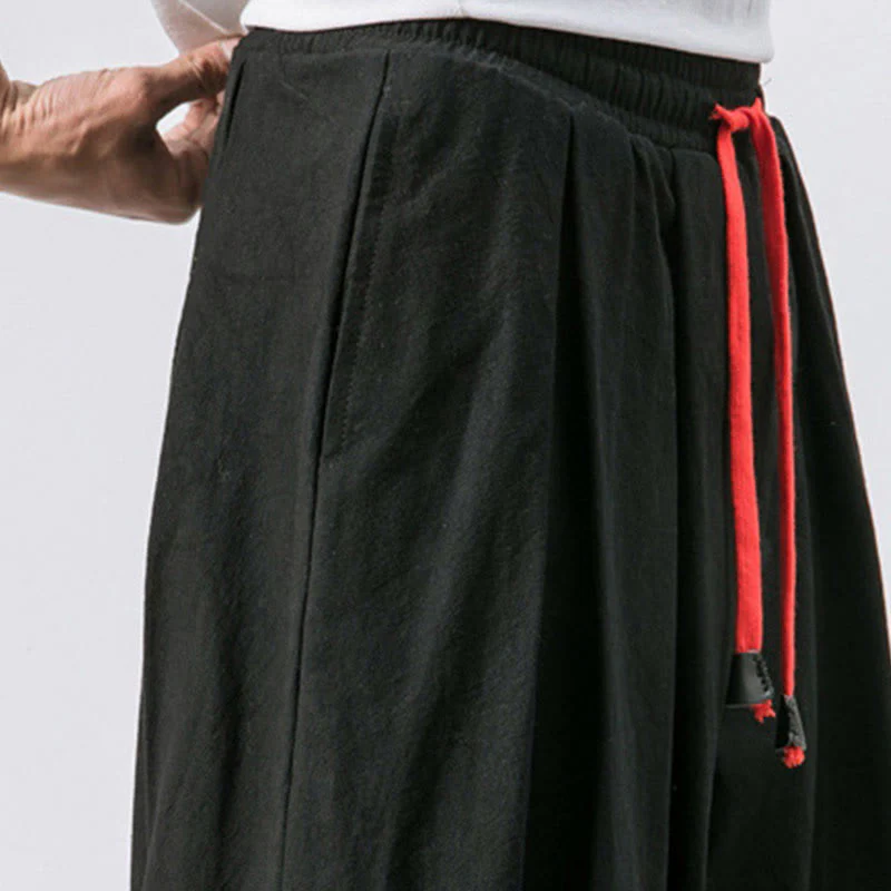 Pantaloni sportivi casual da uomo Buddha Stones in cotone tinta unita con coulisse e tasche - Image 13