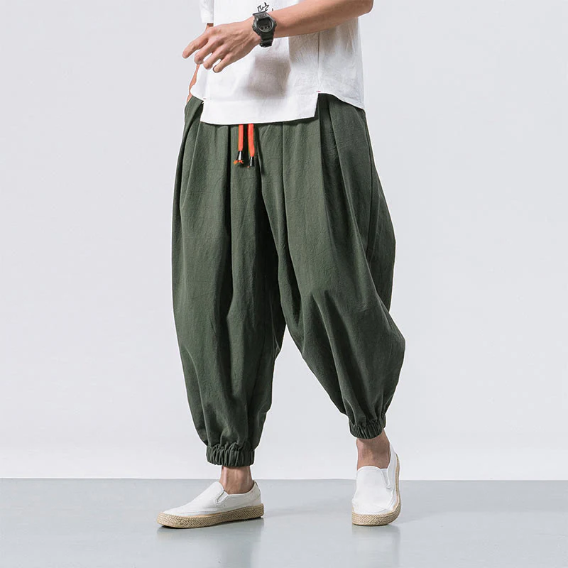 Pantaloni sportivi casual da uomo Buddha Stones in cotone tinta unita con coulisse e tasche - Image 16
