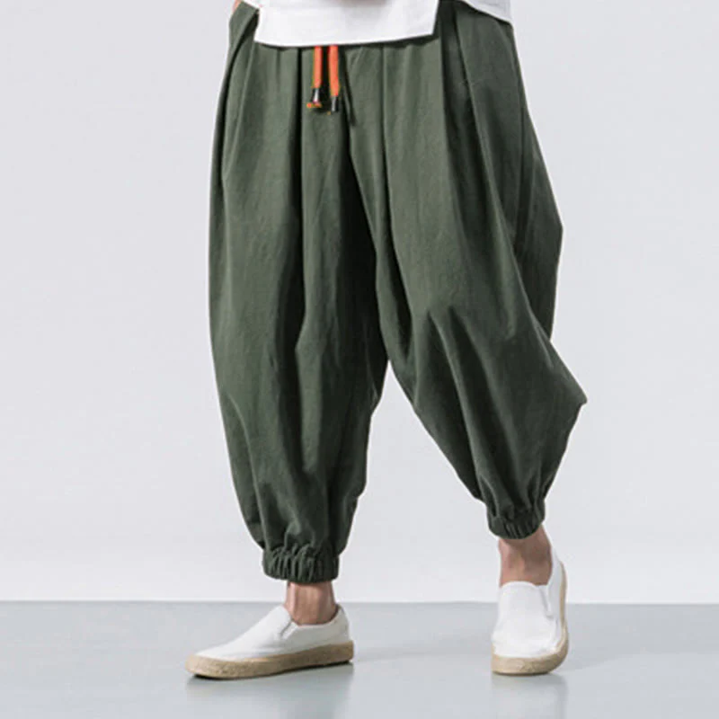 Pantaloni sportivi casual da uomo Buddha Stones in cotone tinta unita con coulisse e tasche - Image 18