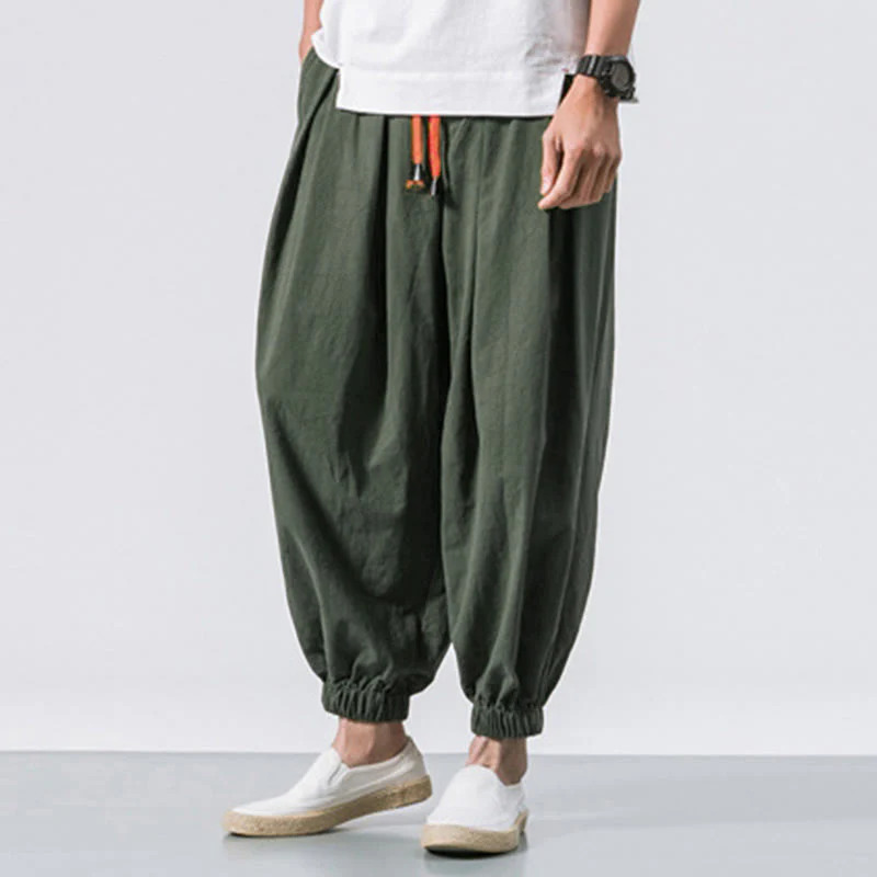 Pantaloni sportivi casual da uomo Buddha Stones in cotone tinta unita con coulisse e tasche - Image 19