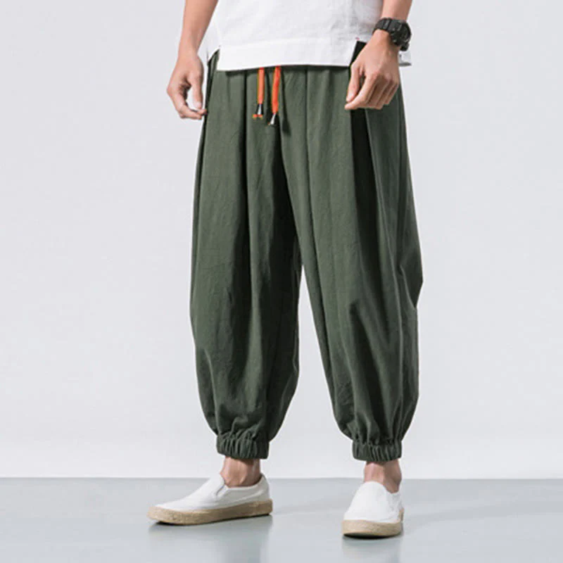 Pantaloni sportivi casual da uomo Buddha Stones in cotone tinta unita con coulisse e tasche - Image 26