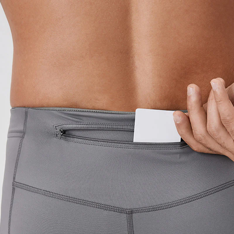 Pantaloni sportivi da uomo elastici e traspiranti con vita alta, tinta unita, Buddha Stones, con tasca posteriore con cerniera - Image 10