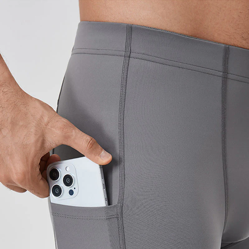 Pantaloni sportivi da uomo elastici e traspiranti con vita alta, tinta unita, Buddha Stones, con tasca posteriore con cerniera - Image 11