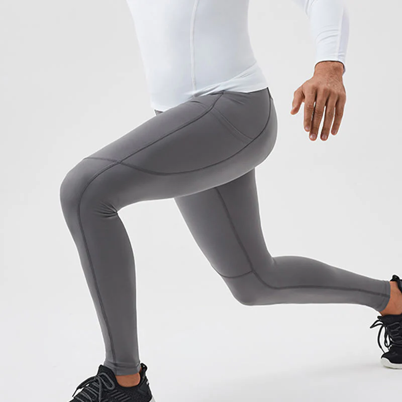 Pantaloni sportivi da uomo elastici e traspiranti con vita alta, tinta unita, Buddha Stones, con tasca posteriore con cerniera - Image 17