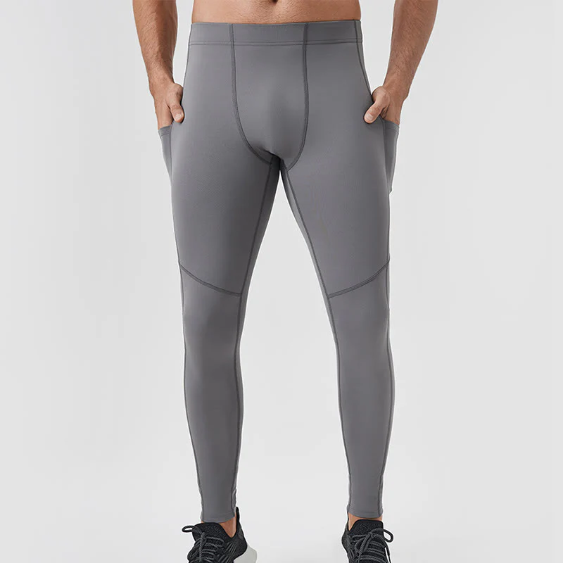 Pantaloni sportivi da uomo elastici e traspiranti con vita alta, tinta unita, Buddha Stones, con tasca posteriore con cerniera - Image 2