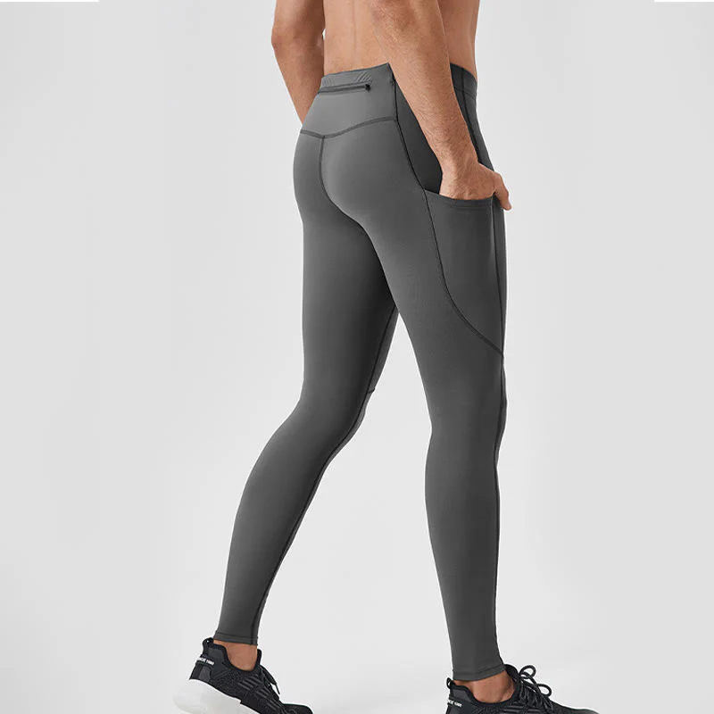 Pantaloni sportivi da uomo elastici e traspiranti con vita alta, tinta unita, Buddha Stones, con tasca posteriore con cerniera - Image 25