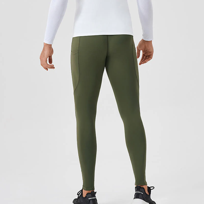 Pantaloni sportivi da uomo elastici e traspiranti con vita alta, tinta unita, Buddha Stones, con tasca posteriore con cerniera - Image 32