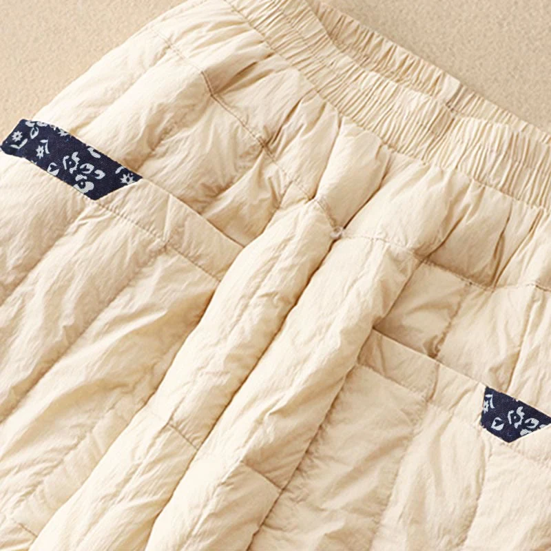 Pantaloni termici invernali patchwork da donna Buddha Stones con tasche - Image 3