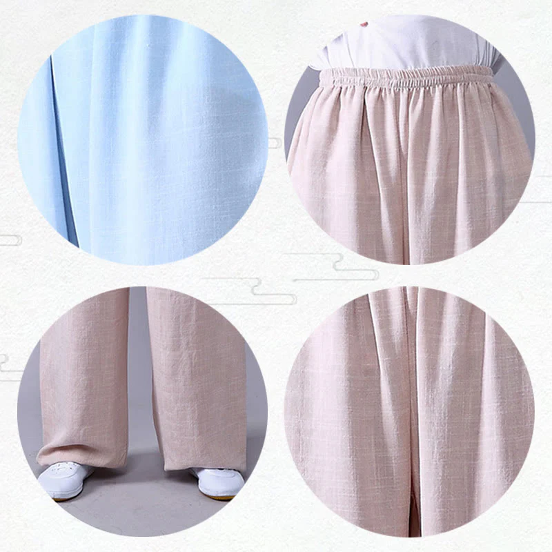 Pantaloni unisex in cotone e lino con elastico in vita, Buddha Stones , per la pratica del Tai Chi Qigong - Image 11