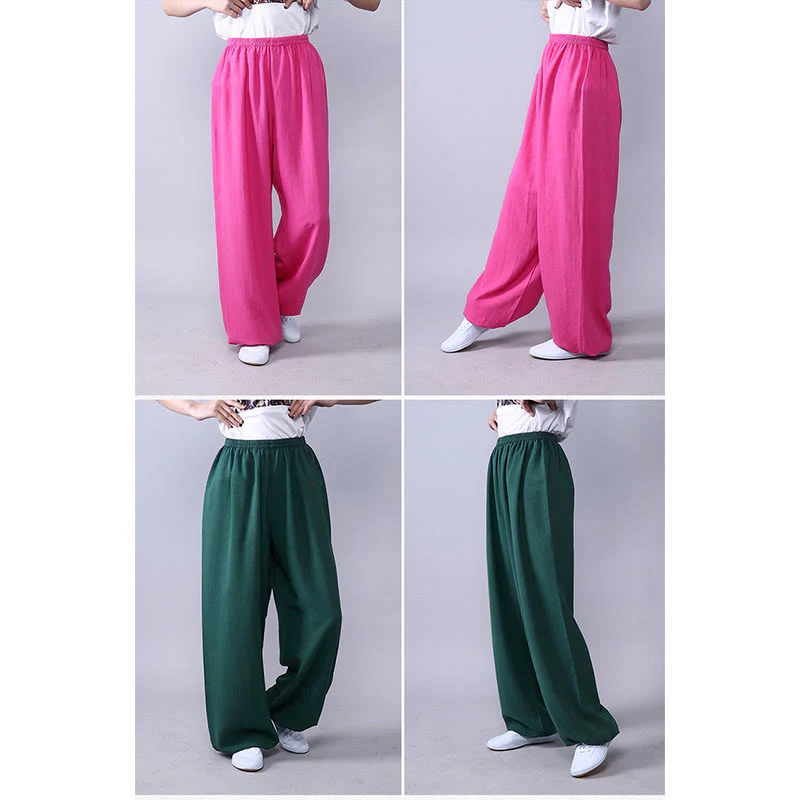 Pantaloni unisex in cotone e lino con elastico in vita, Buddha Stones , per la pratica del Tai Chi Qigong - Image 5