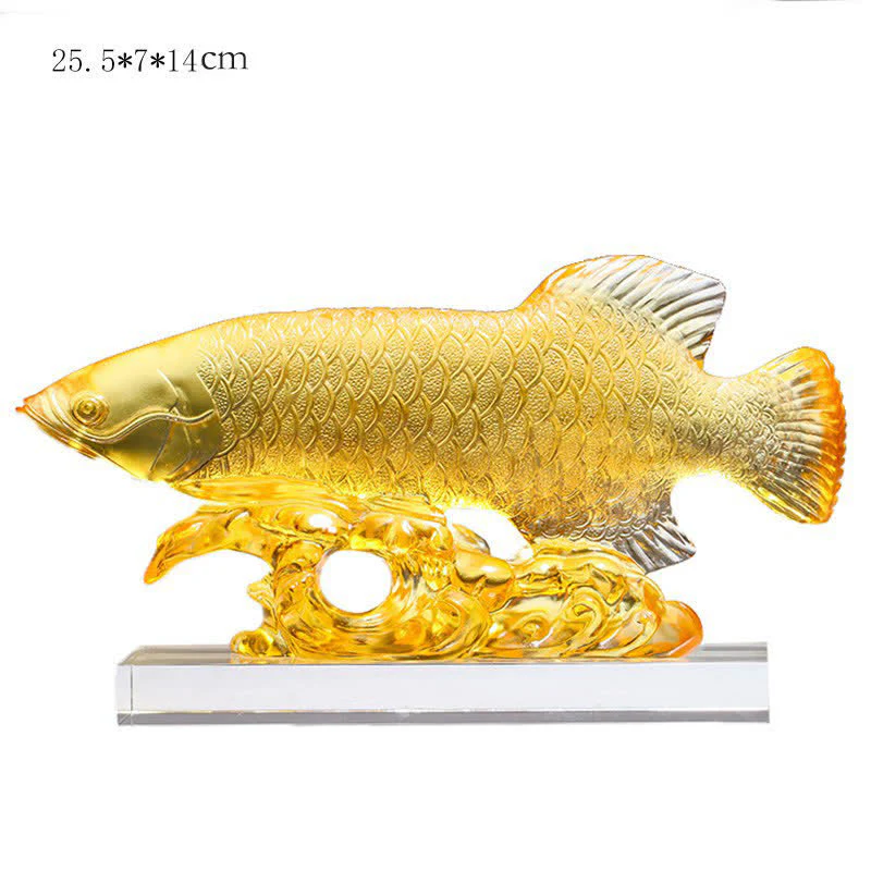 Pezzo d'arte fatto a mano in cristallo Liuli Koi Fish, decorazione per ufficio e casa - Image 12