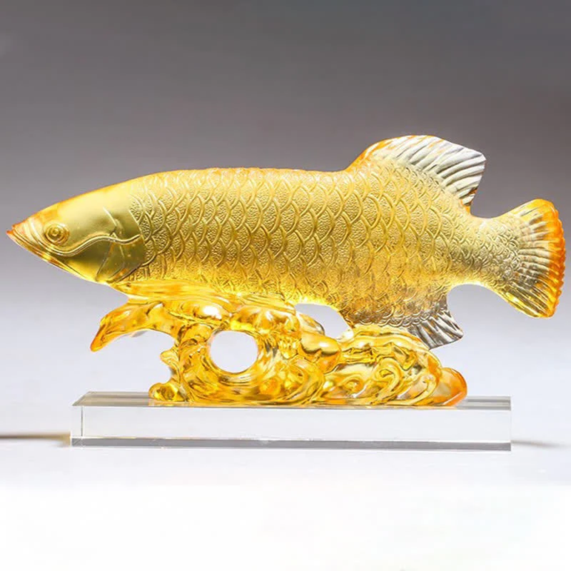 Pezzo d'arte fatto a mano in cristallo Liuli Koi Fish, decorazione per ufficio e casa - Image 13