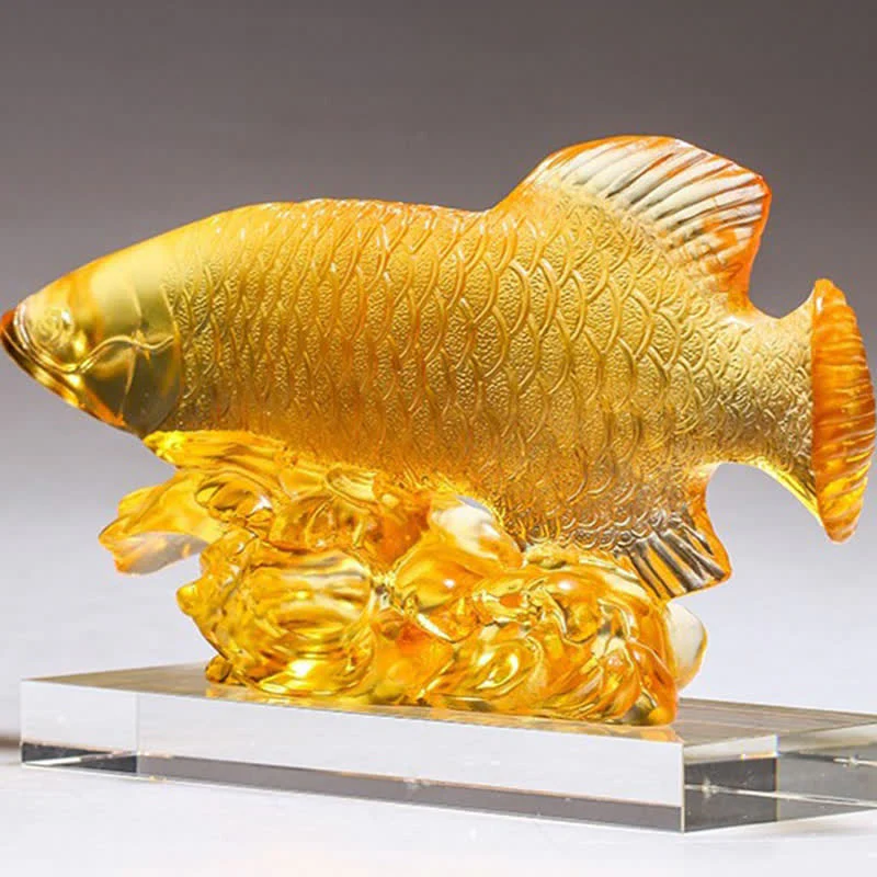 Pezzo d'arte fatto a mano in cristallo Liuli Koi Fish, decorazione per ufficio e casa - Image 14