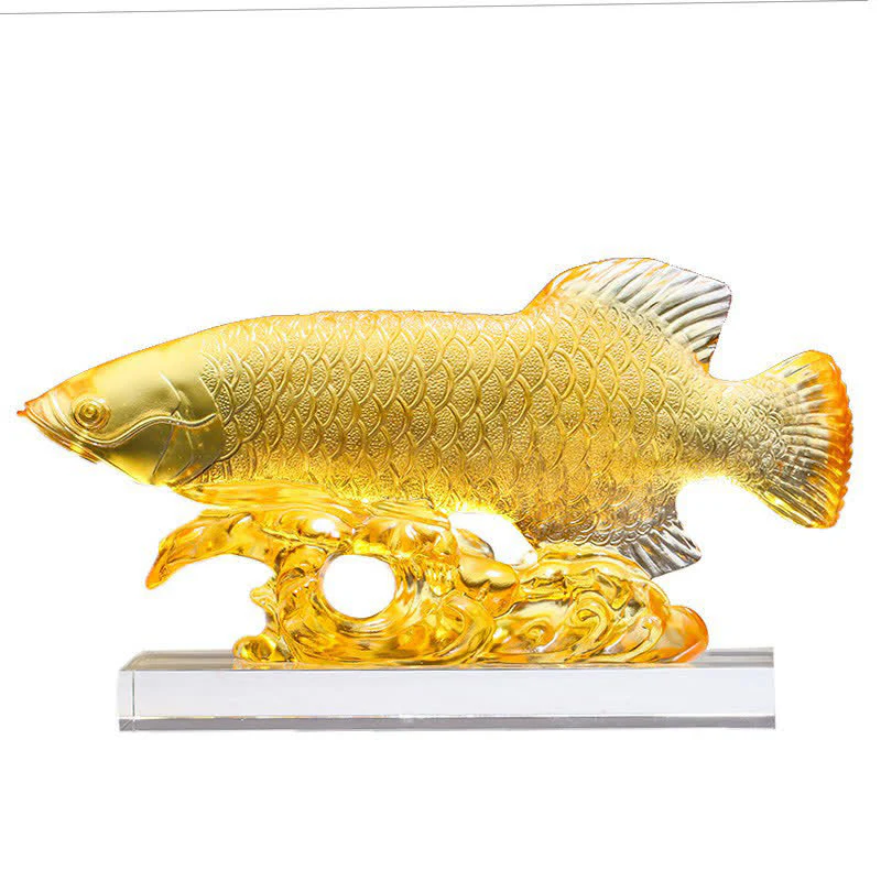 Pezzo d'arte fatto a mano in cristallo Liuli Koi Fish, decorazione per ufficio e casa - Image 15