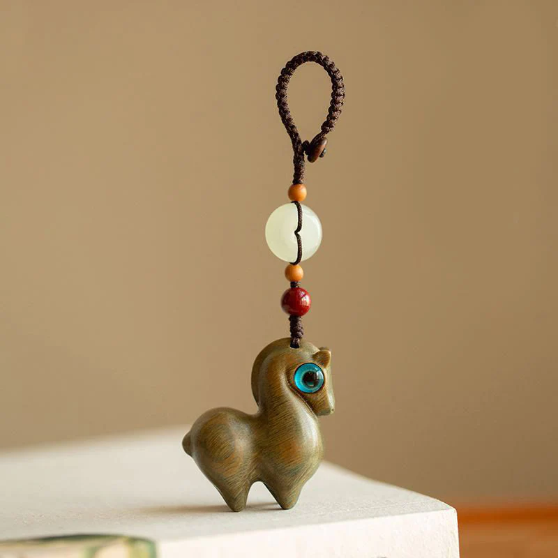 Portachiavi Buddha Stones, anno del cavallo, piccola foglia, sandalo rosso, sandalo verde, legno di ebano, calma - Image 9
