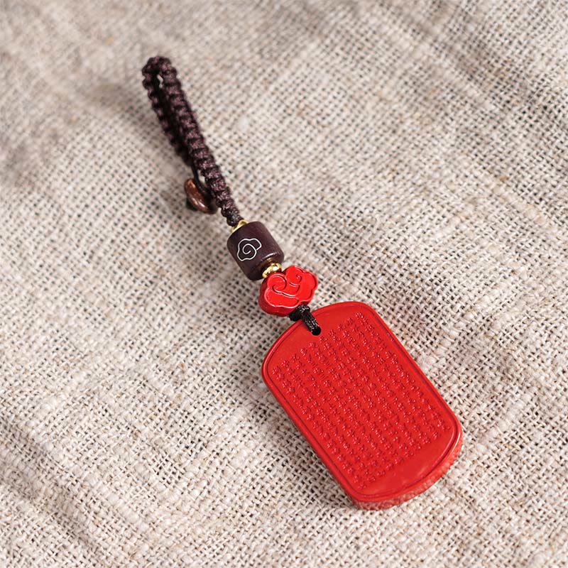 Portachiavi con benedizione del Sutra del cuore in cinabro naturale Buddha Stones - Image 9