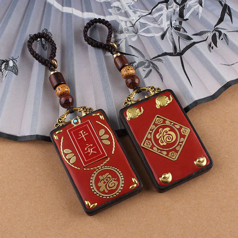 Portachiavi con ciondolo a forma di corda con ciondolo a forma Buddha Stones, fiore di ebano, pesce koi - Image 11