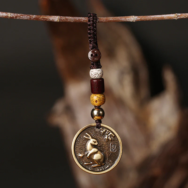 Portachiavi con decorazione in rame con zodiaco cinese e fortuna - Image 5