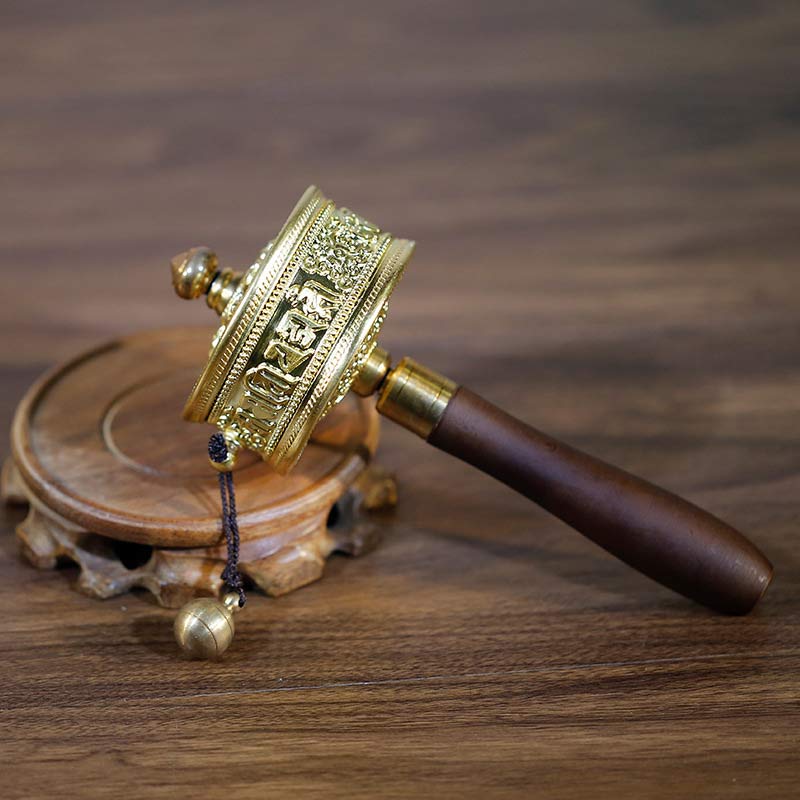 Ruota di preghiera tibetana Sei parole vere Decorazione curativa in legno di sandalo - Image 3