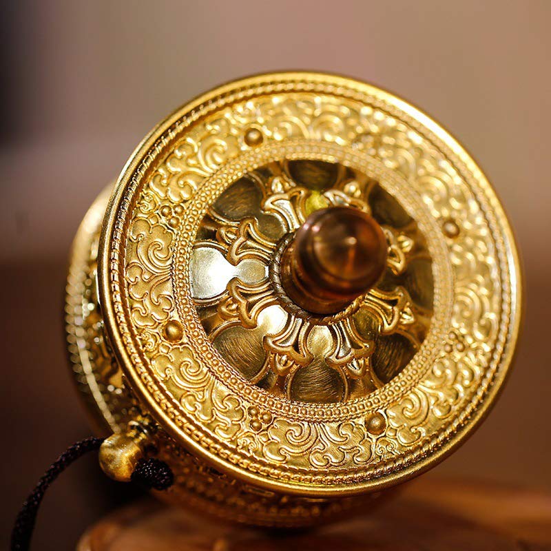 Ruota di preghiera tibetana Sei parole vere Decorazione curativa in legno di sandalo - Image 4