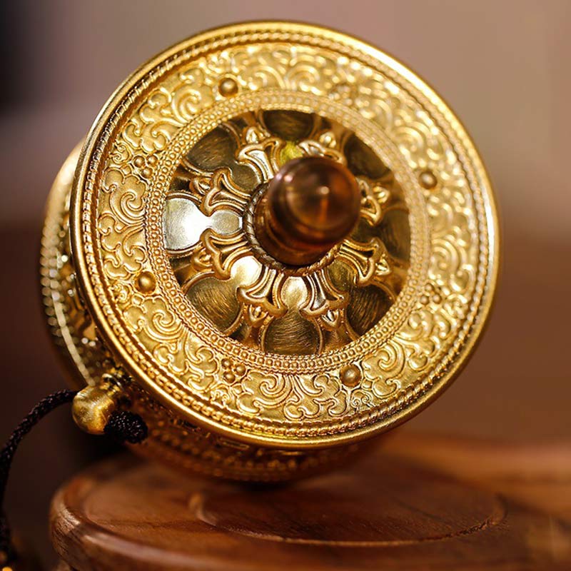 Ruota di preghiera tibetana Sei parole vere Decorazione curativa in legno di sandalo - Image 7