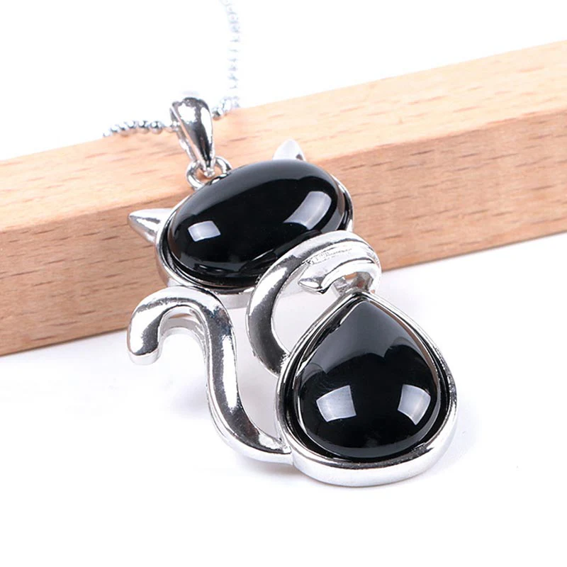 "Save A Cat" Collana con ciondolo amante dei gatti con motivo a gatto carino e protezione in cristallo naturale - Image 11