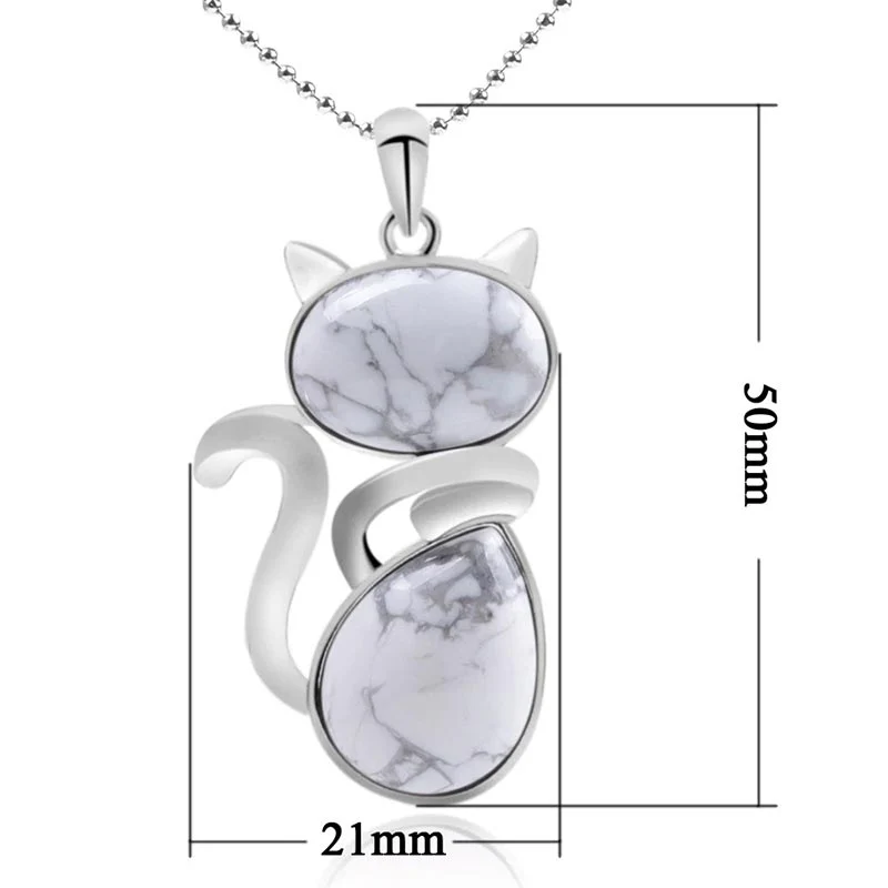"Save A Cat" Collana con ciondolo amante dei gatti con motivo a gatto carino e protezione in cristallo naturale - Image 16