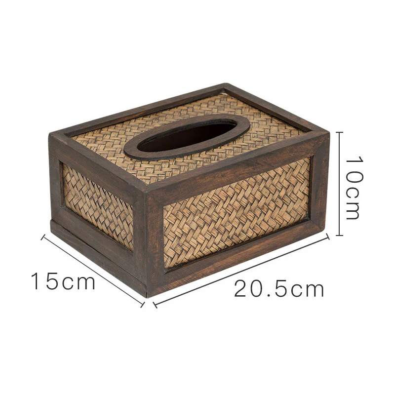 Scatola per fazzoletti in legno intrecciato di bambù fatta a mano Porta fazzoletti in legno Scatole per salviette Decorazione - Image 3