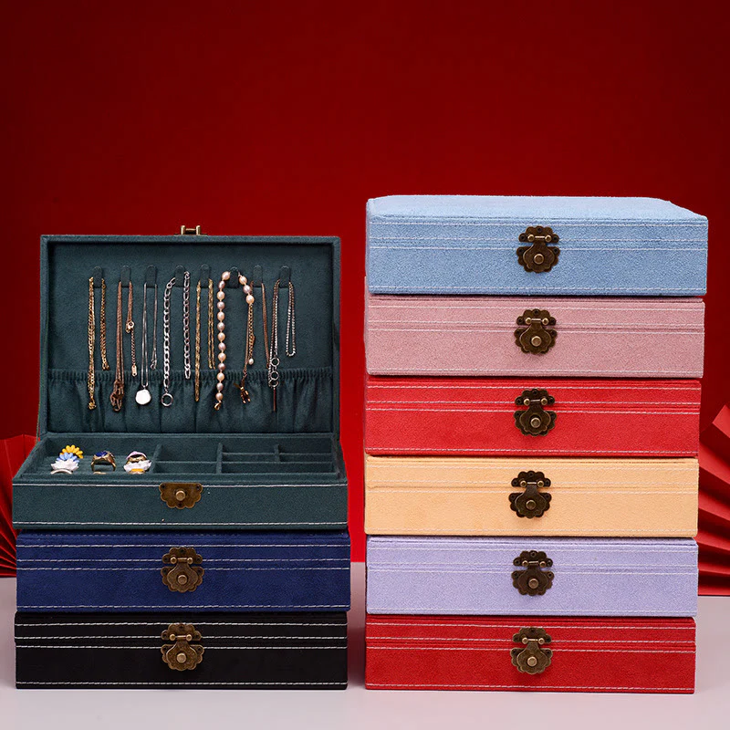 Scatola portagioie con design semplice Buddha Stones , organizer in flanella a strato singolo con serratura