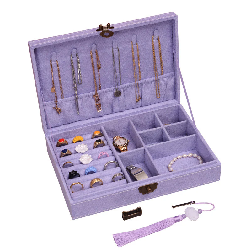 Scatola portagioie con design semplice Buddha Stones , organizer in flanella a strato singolo con serratura - Image 21