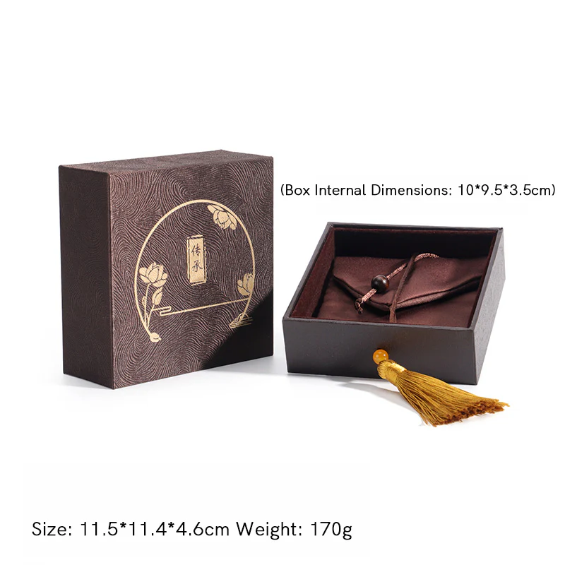 Scatola portaoggetti vintage per gioielli Lotus con nappe, scatola regalo