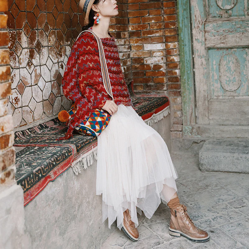 Scialle a righe colorate con Buddha Stones, nappe, pullover, sciarpa da viaggio invernale e accogliente - Image 11