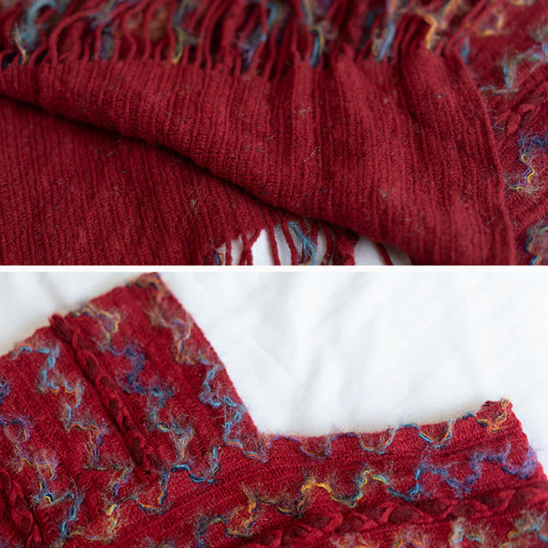 Scialle a righe colorate con Buddha Stones, nappe, pullover, sciarpa da viaggio invernale e accogliente - Image 14