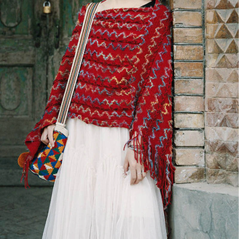 Scialle a righe colorate con Buddha Stones, nappe, pullover, sciarpa da viaggio invernale e accogliente - Image 19