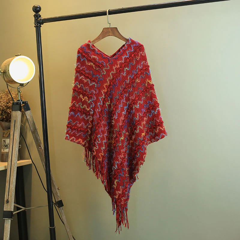 Scialle a righe colorate con Buddha Stones, nappe, pullover, sciarpa da viaggio invernale e accogliente - Image 20