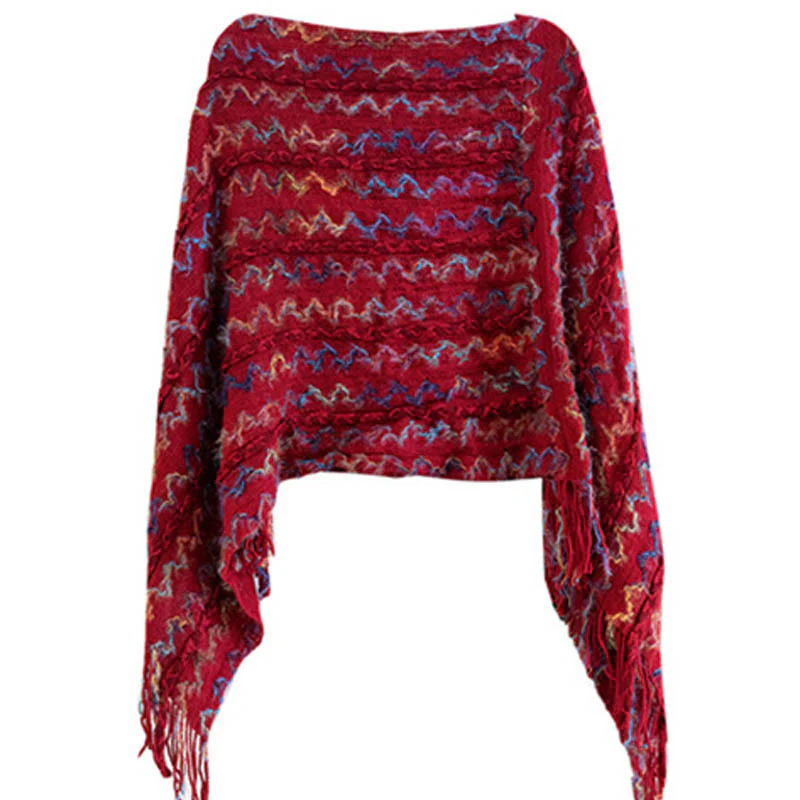 Scialle a righe colorate con Buddha Stones, nappe, pullover, sciarpa da viaggio invernale e accogliente - Image 21