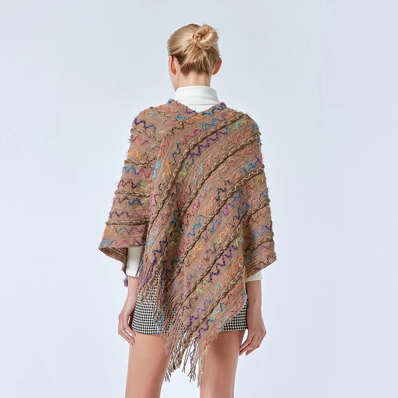 Scialle a righe colorate con Buddha Stones, nappe, pullover, sciarpa da viaggio invernale e accogliente - Image 27