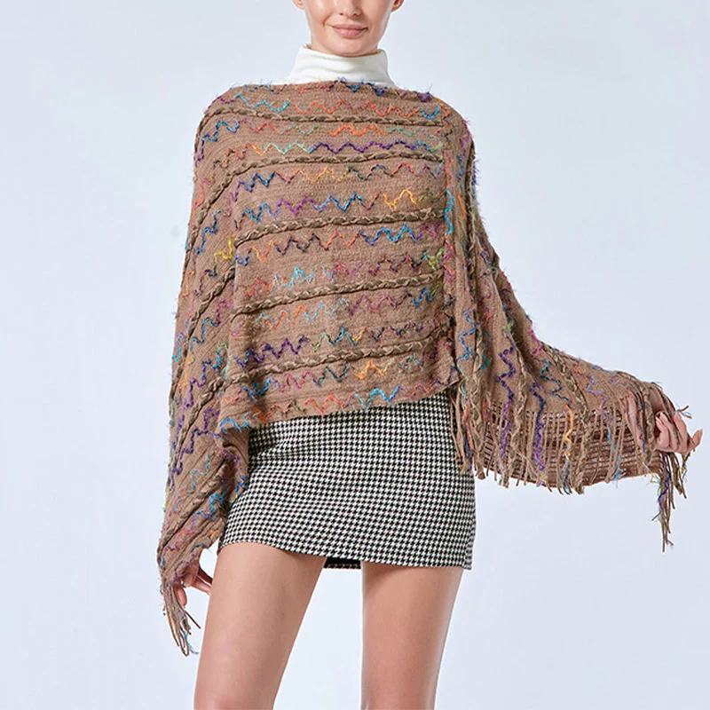 Scialle a righe colorate con Buddha Stones, nappe, pullover, sciarpa da viaggio invernale e accogliente - Image 28