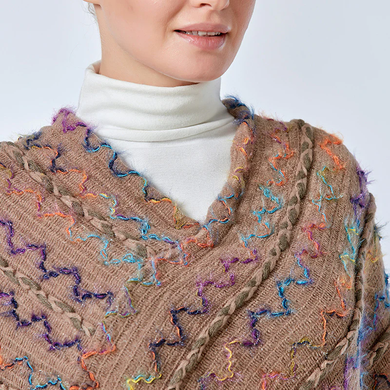 Scialle a righe colorate con Buddha Stones, nappe, pullover, sciarpa da viaggio invernale e accogliente - Image 29