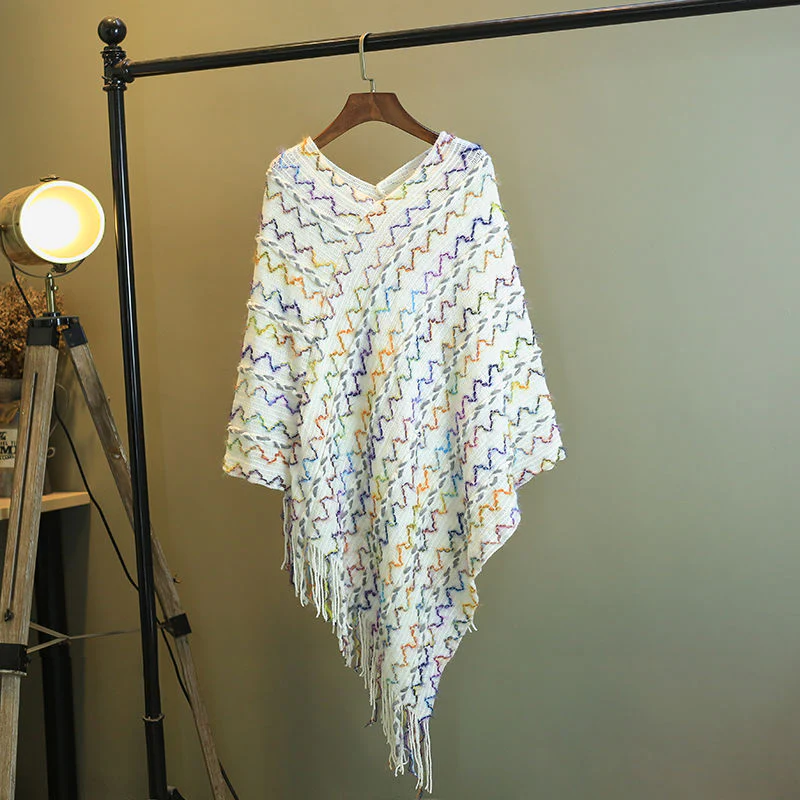 Scialle a righe colorate con Buddha Stones, nappe, pullover, sciarpa da viaggio invernale e accogliente - Image 31