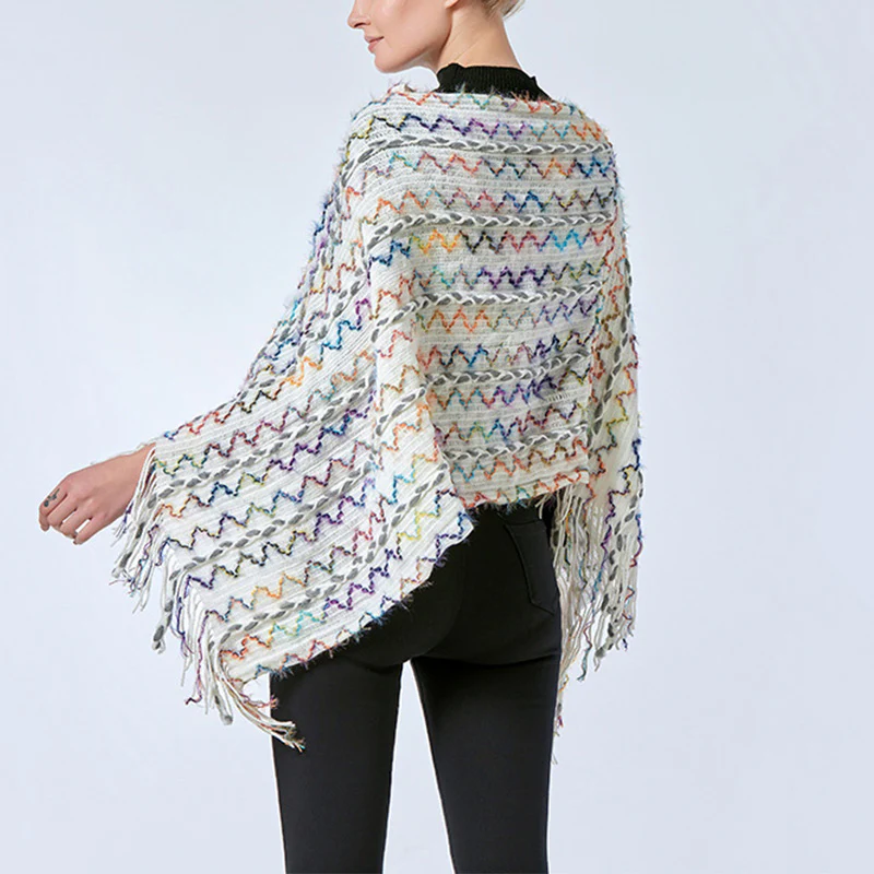 Scialle a righe colorate con Buddha Stones, nappe, pullover, sciarpa da viaggio invernale e accogliente - Image 35