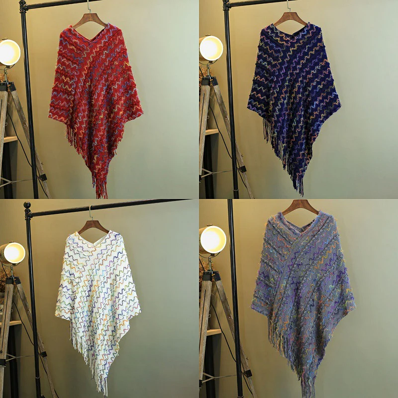 Scialle a righe colorate con Buddha Stones, nappe, pullover, sciarpa da viaggio invernale e accogliente - Image 38