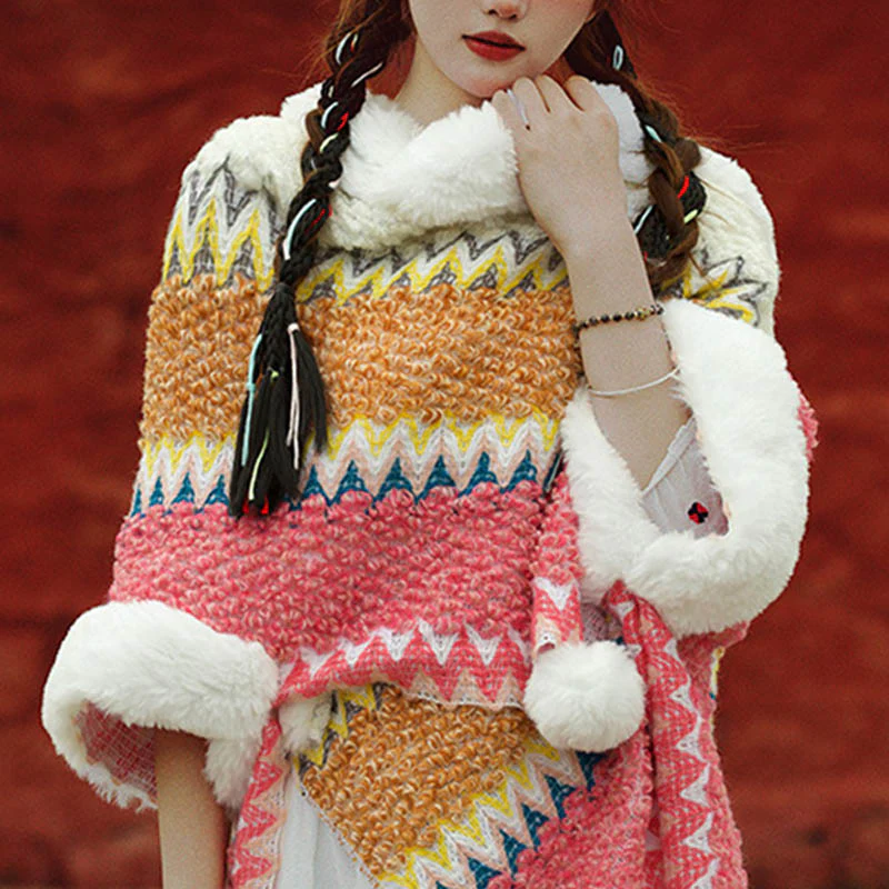 Scialle a righe multicolore tibetano con Buddha Stones , sciarpa da viaggio invernale e accogliente - Image 16