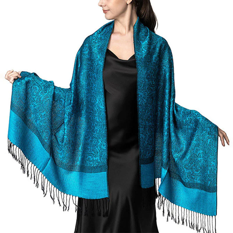 Scialle con nappe in jacquard di anacardi tibetani e Buddha Stones, primavera, autunno, inverno, caldo e accogliente, sciarpa avvolgente - Image 10
