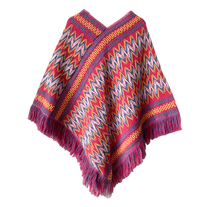 Scialle tibetano Buddha Stones , a righe, lavorato a maglia, con nappe, maglione, sciarpa invernale da viaggio - Image 17