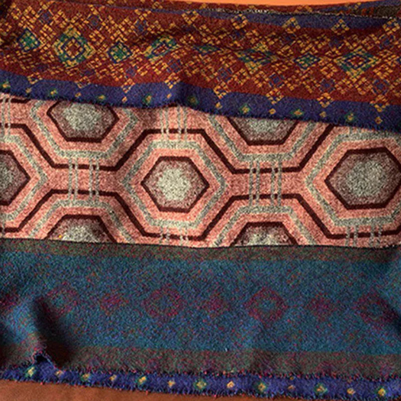 Scialle tibetano con Buddha Stones , marrone, blu, rosso, motivo geometrico, invernale, comodo, da viaggio - Image 8
