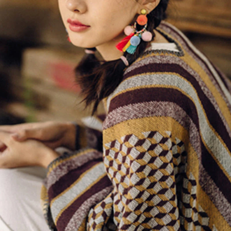 Scialle tibetano con Buddha Stones , modello classico, caldo e accogliente, da viaggio, invernale - Image 15