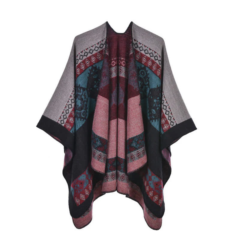 Scialle tibetano con motivo a diamante Buddha Stones, caldo mantello invernale - Image 19