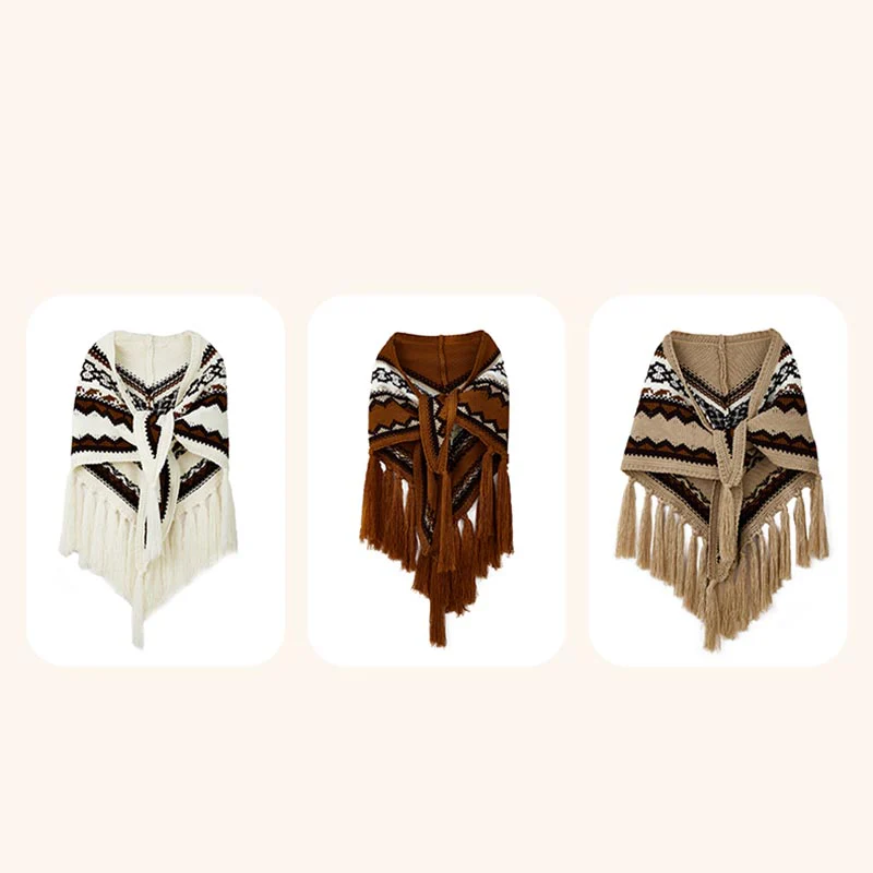 Scialle triangolare tibetano con Buddha Stones e nappe a righe, sciarpa da viaggio invernale e accogliente - Image 15